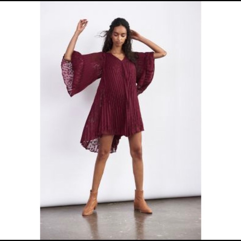 Anthropologie | Toulon Pleated Mini Dress Plum M